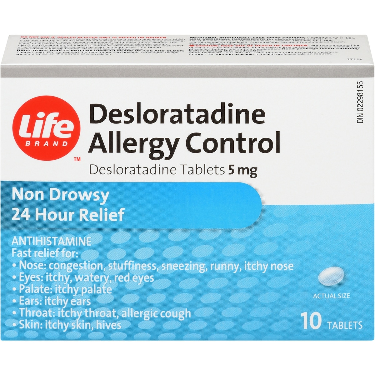 DESOLORATADINE CONTRÔLE DES ALLERGIES
Comprimés de desloratadine 5mg