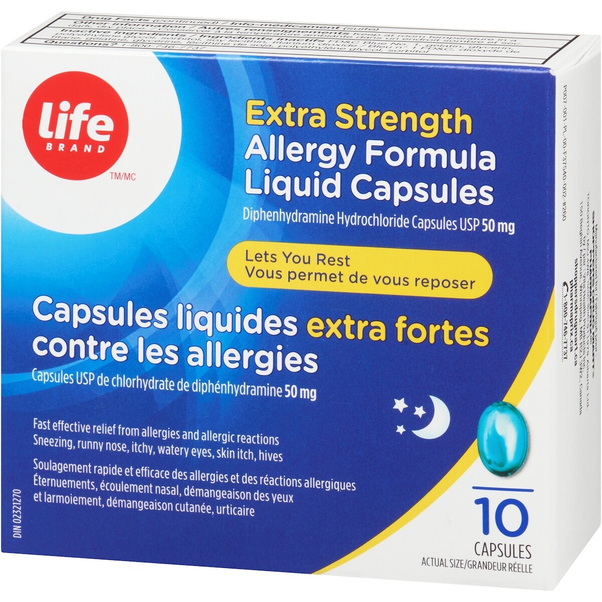 Capsules liquides extra fortes contre les allergies