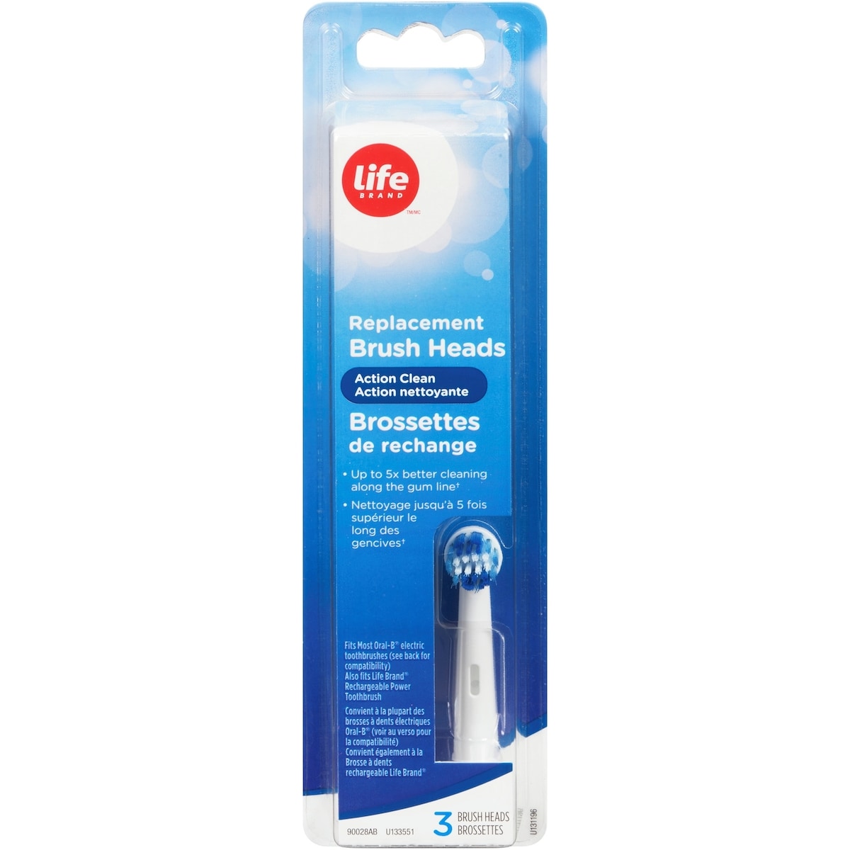 Life Brand Action Clean Replacement Brush Head 3 ea