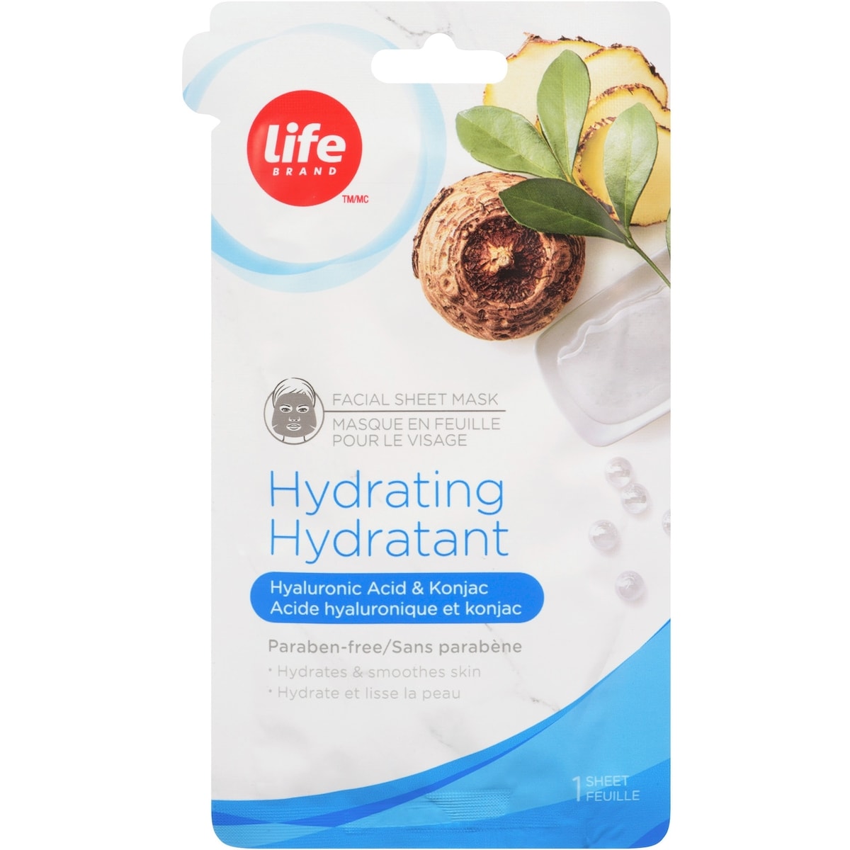 Life Brand Hydrating Facial Sheet Mask, Hyaluronic Acid & Konjac 1 Sheet