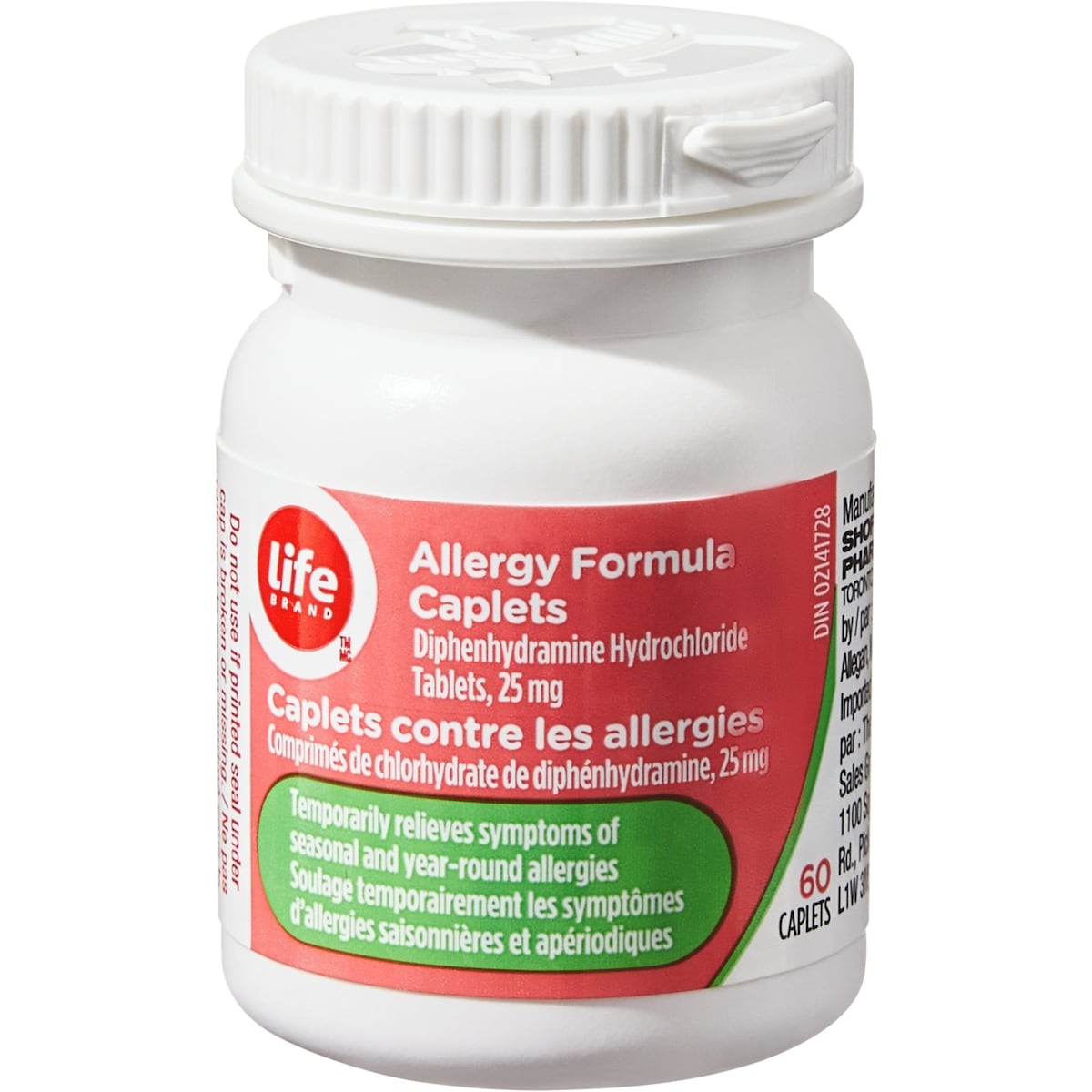 Caplets contre les allergies Comprimés de chlorhydrate de diphénhydramine