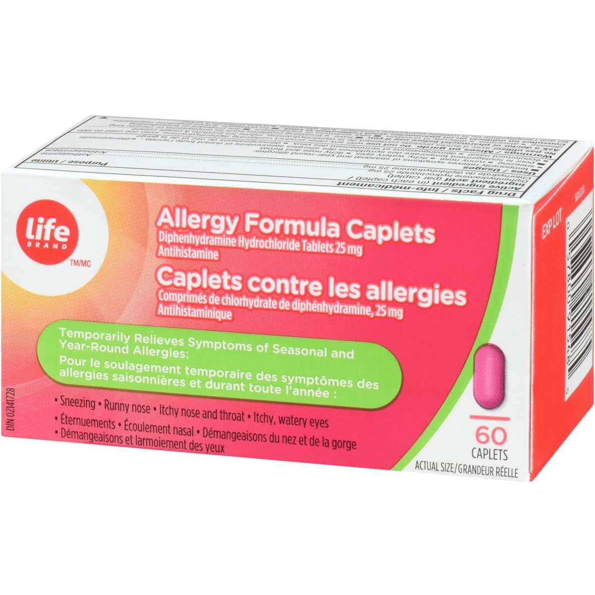 Caplets contre les allergies Comprimés de chlorhydrate de diphénhydramine