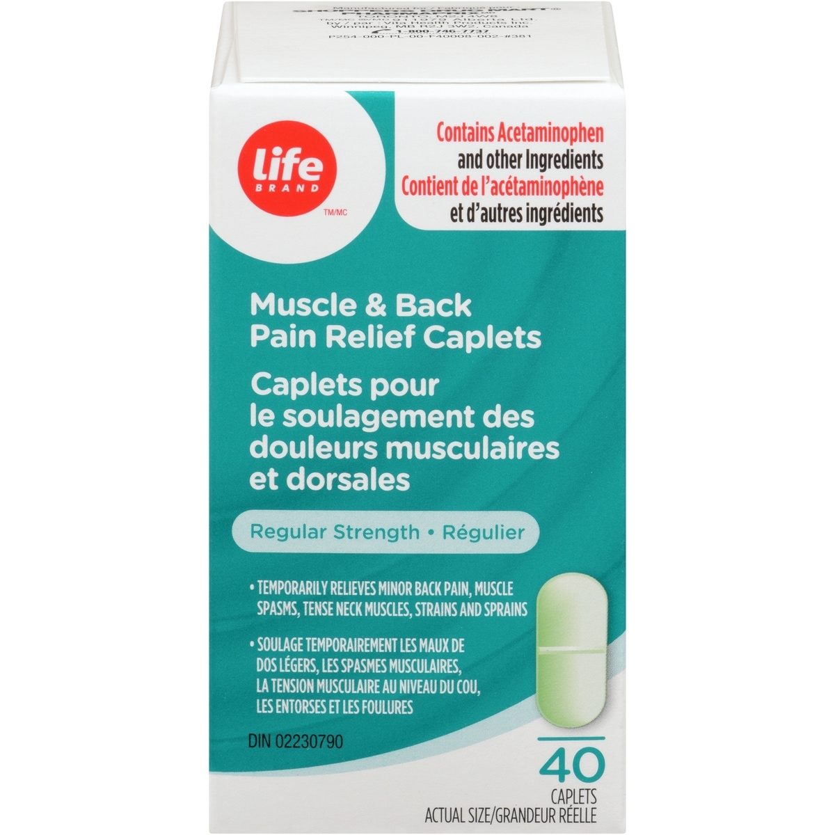 Caplets pour le soulagement des douleurs musculaires et dorsales