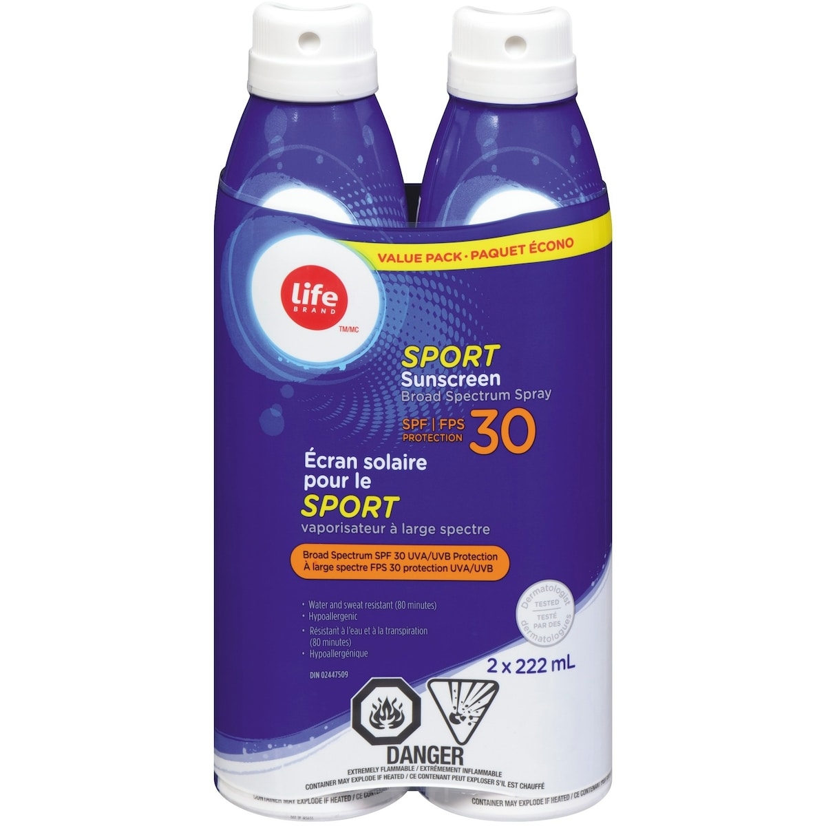 LB écran solaire pour les sport  à vaporisation continue FPS30 paquet écono