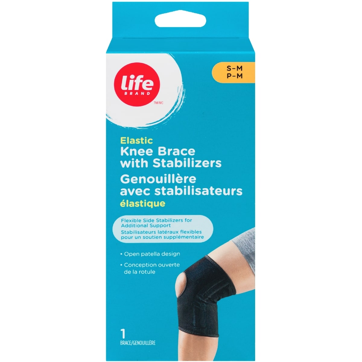 Life Brand Elastic Knee Brace with Stabilizers Sm-Med 1 Count