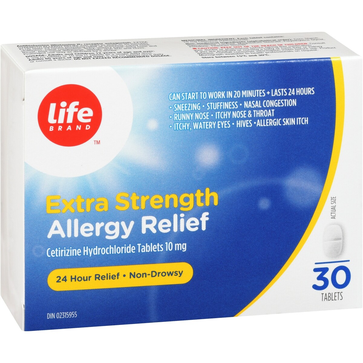 SOULAGEMENT DES ALLERGIES EXTRA FORT
Comprimés de chlorhydrate de cétirizine