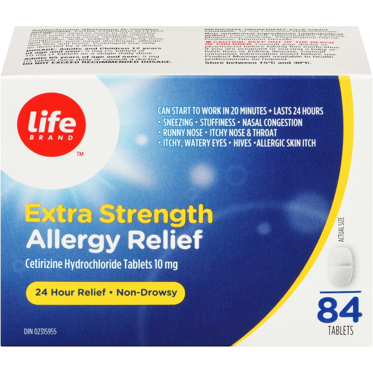 SOULAGEMENT DES ALLERGIES EXTRA FORT
Comprimés de chlorhydrate de cétirizine