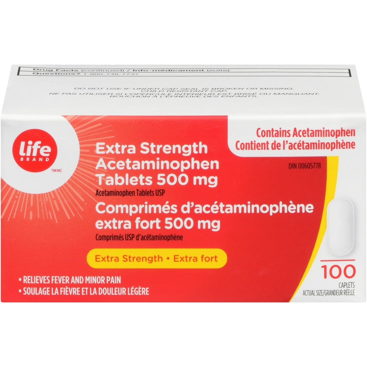 Comprimés d’acétaminophène extra fort 500 mg