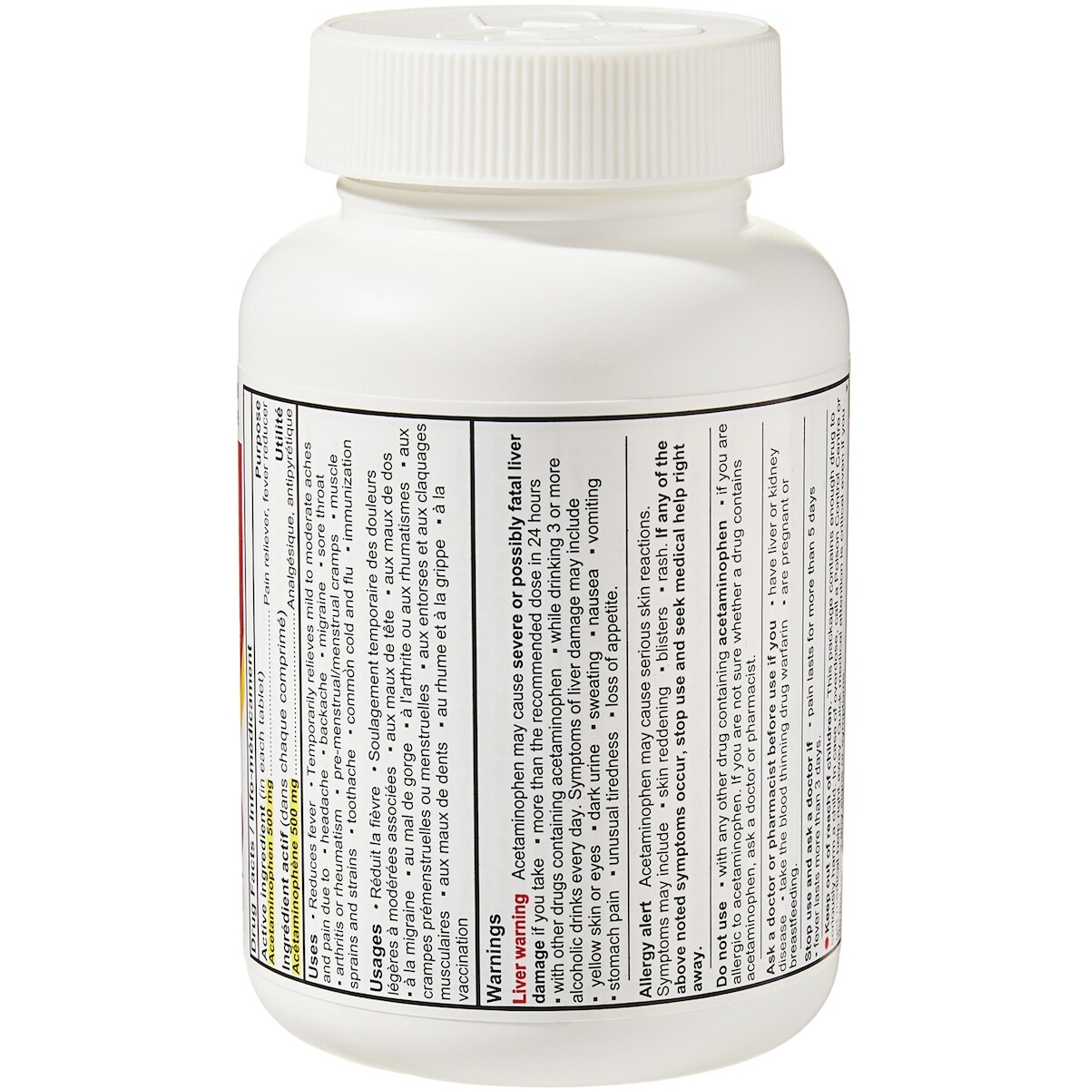 Acetaminophen tab 500 mg USP Comprimes d"acetaminophene USP 500mg Extra fort