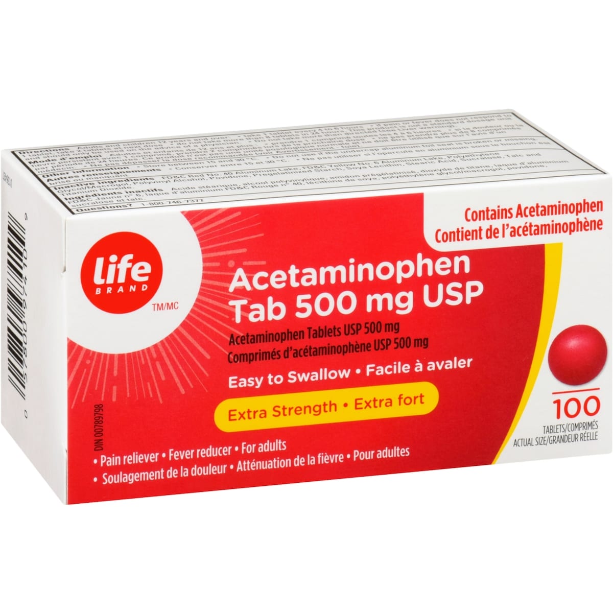 Acetaminophen tab 500 mg USP Comprimes d"acetaminophene USP 500mg Extra fort
