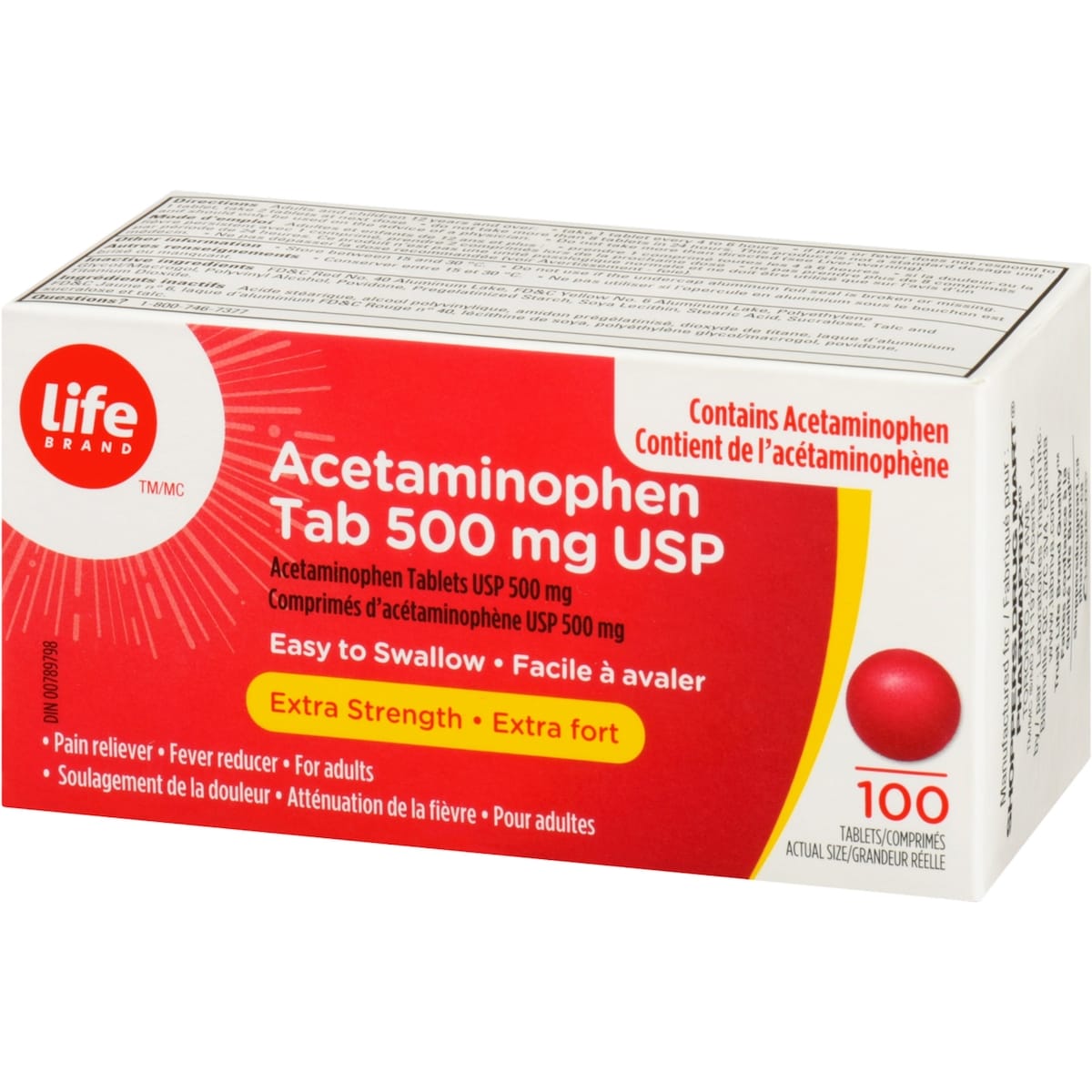 Acetaminophen tab 500 mg USP Comprimes d"acetaminophene USP 500mg Extra fort