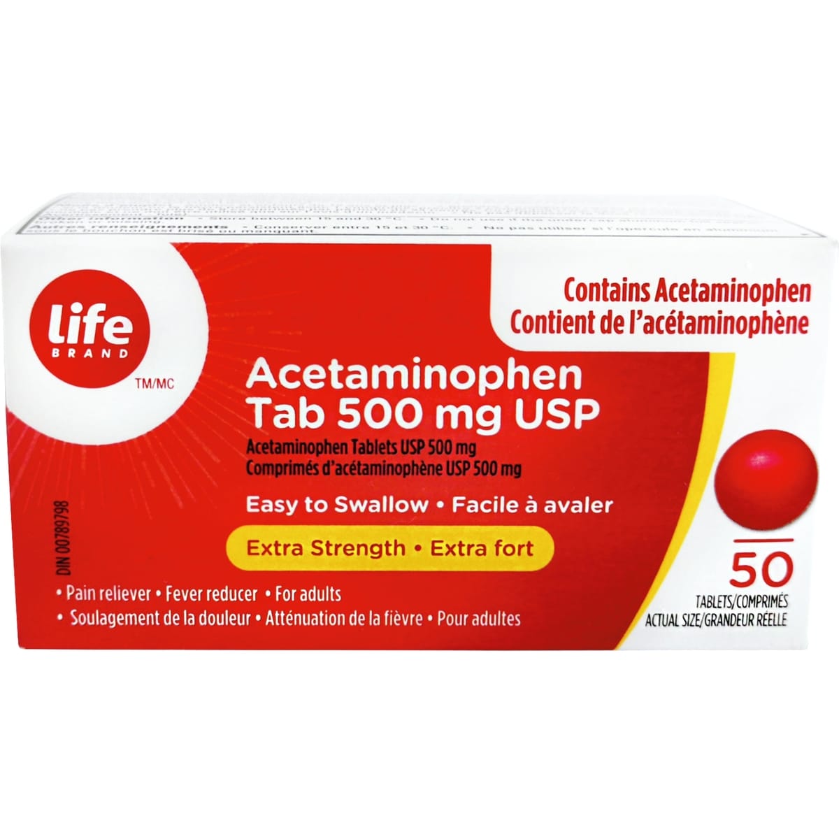 Acetaminophen tab 500 mg USP Comprimes d"acetaminophene USP 500mg Extra fort
