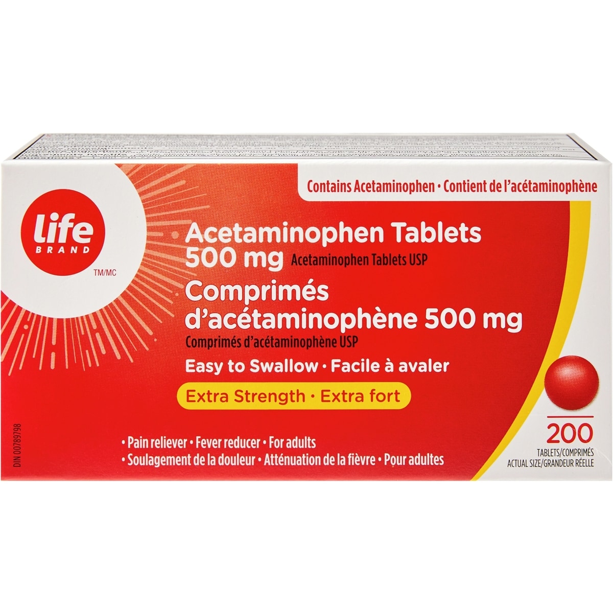 Acetaminophen tab 500 mg USP Comprimes d"acetaminophene USP 500mg Extra fort