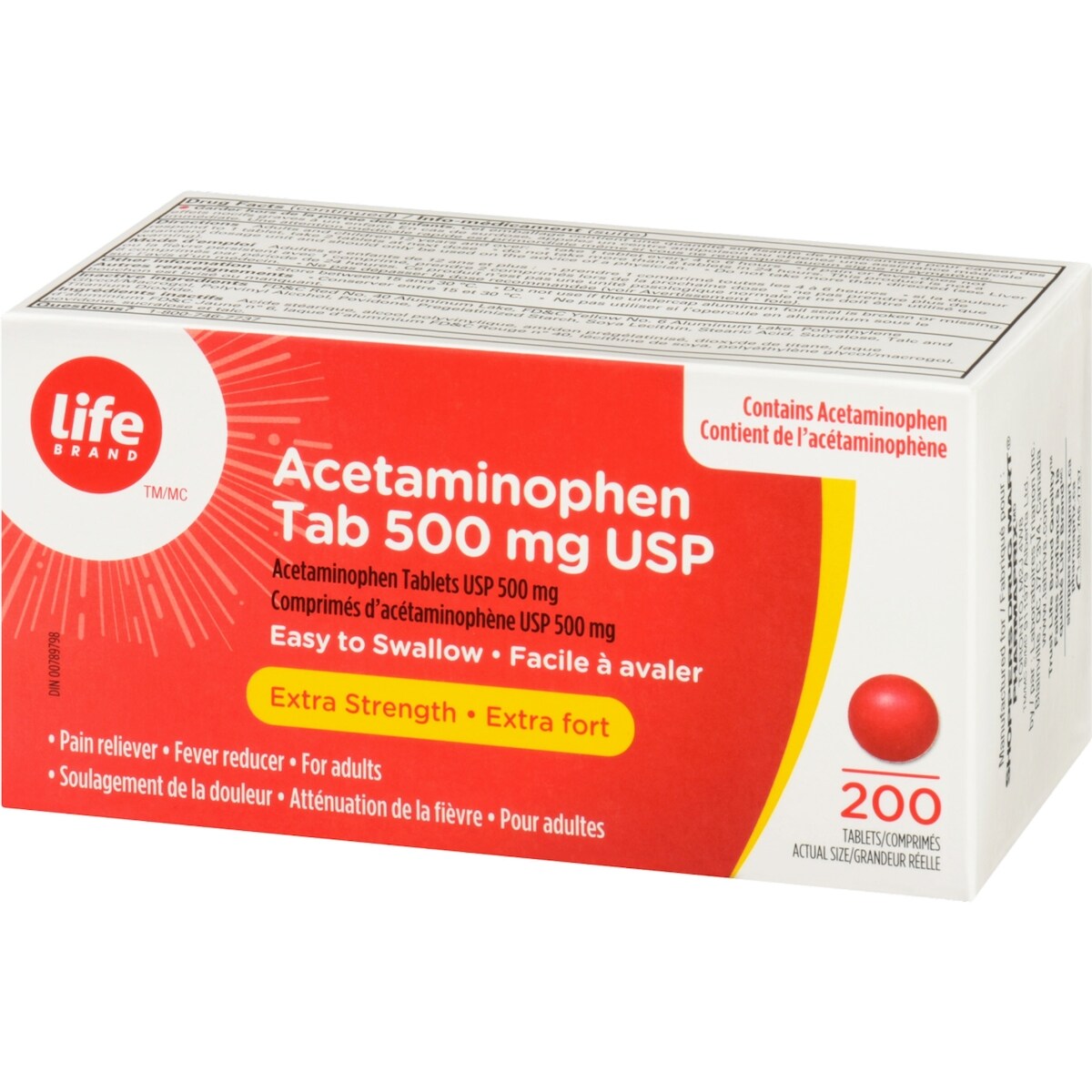 Acetaminophen tab 500 mg USP Comprimes d"acetaminophene USP 500mg Extra fort