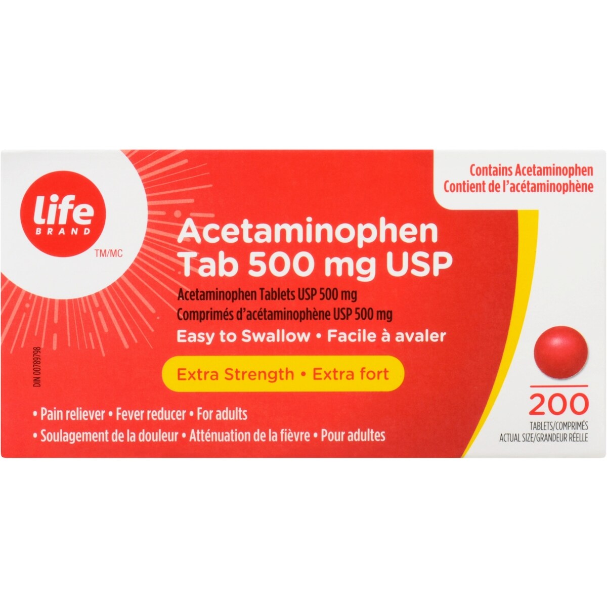 Acetaminophen tab 500 mg USP Comprimes d"acetaminophene USP 500mg Extra fort