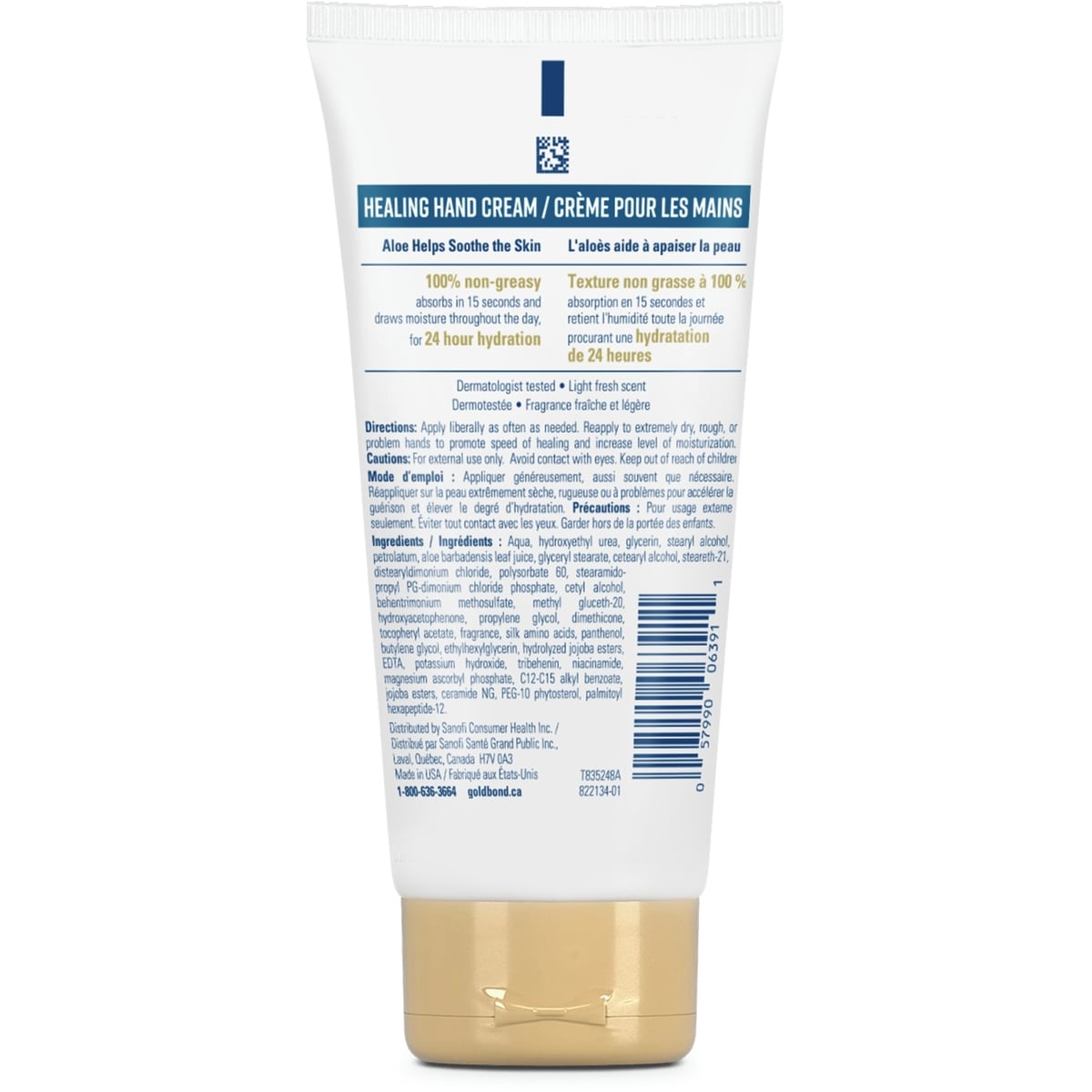 Gold Bond Healing Crème pour les mains, 85 ml - Formule hydratante, Non grasse, Soigne Répare les mains sèches à problèmes, Formulée avec des vitamines nourrissantes et des hydratants intensifs intenses