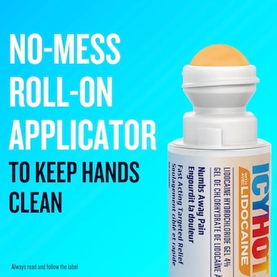 No Mess Roll-On with 4% Lidocaine, No-Mess Applicator, Numbs Away Pain, Non-Greasy, Fast-Acting Targeted Pain Relief, 73 mL 3