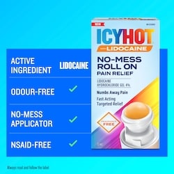 No Mess Roll-On with 4% Lidocaine, No-Mess Applicator, Numbs Away Pain, Non-Greasy, Fast-Acting Targeted Pain Relief, 73 mL 4