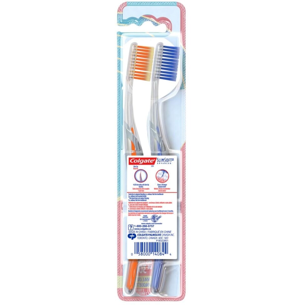 Colgate Slim Soft Advanced Tootbrush, Ultra Soft - 2 Count