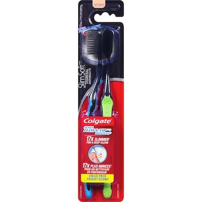 Slim Soft Charcoal Toothbrush 17x Slimmer Tip Soft Bristles - 2 Count
