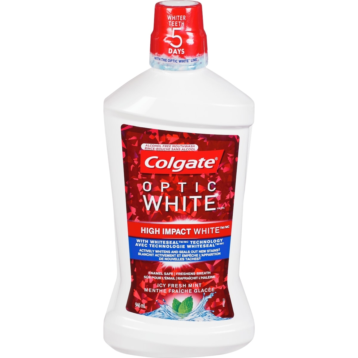 Rince-bouche sans alcool Colgate Optic White Menthe fraîche glacée