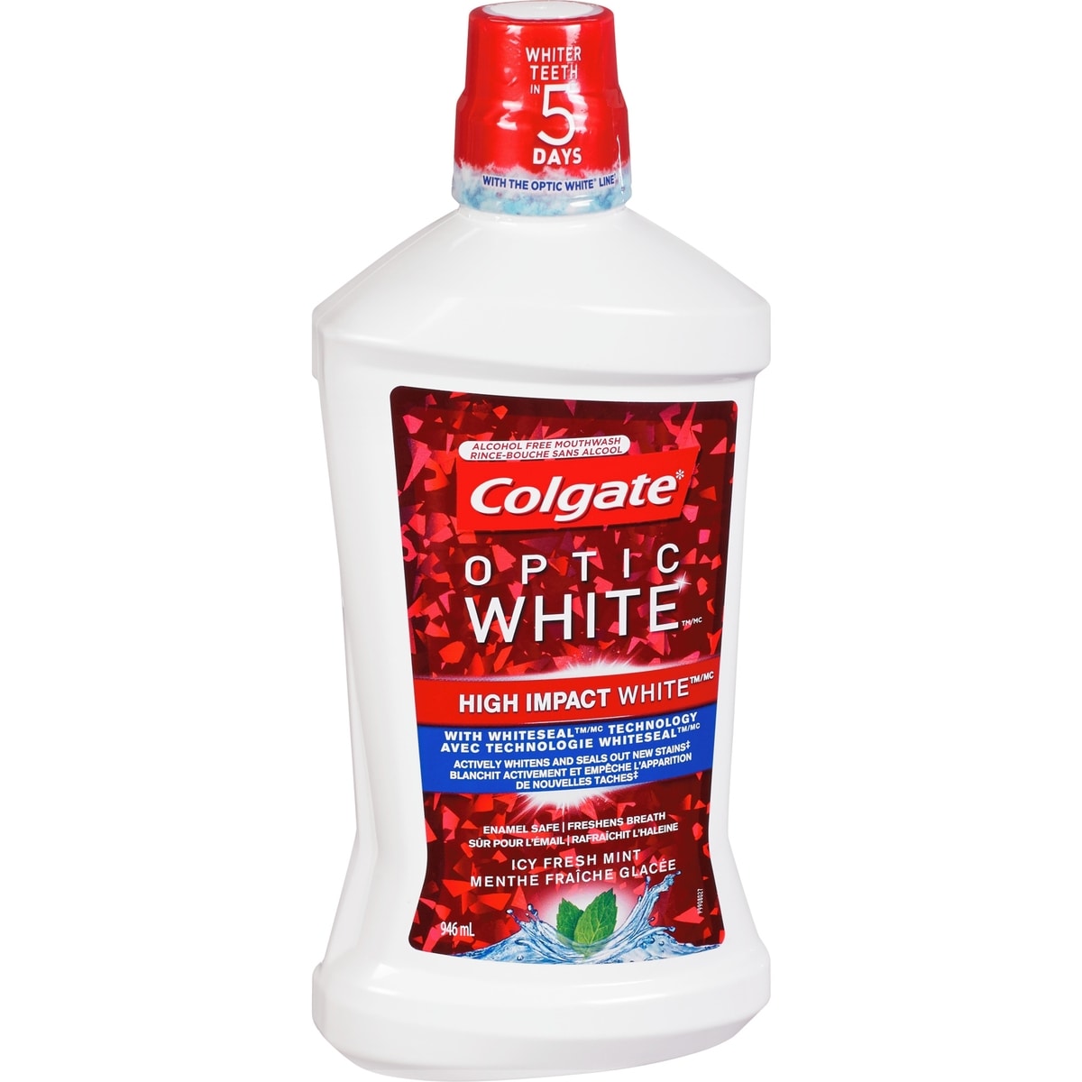 Rince-bouche sans alcool Colgate Optic White Menthe fraîche glacée