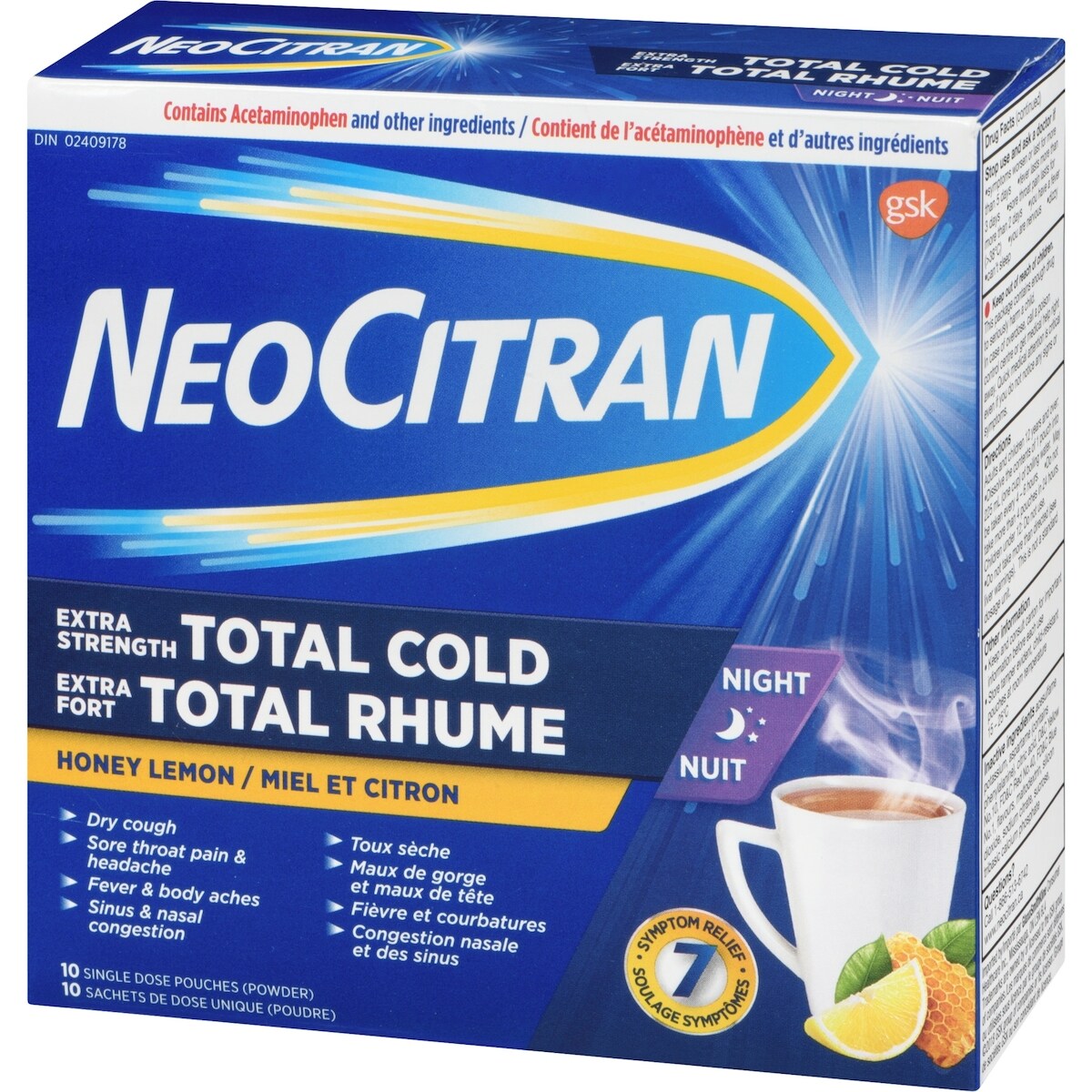 NeoCitran Extra Fort Total Rhume Nuit – Miel et citron