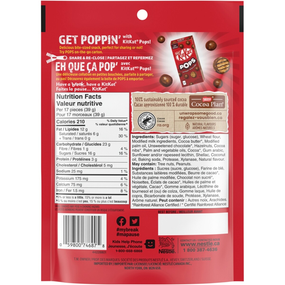 KitKat Pops Chocolaty Hazelnut Snacks Pouch