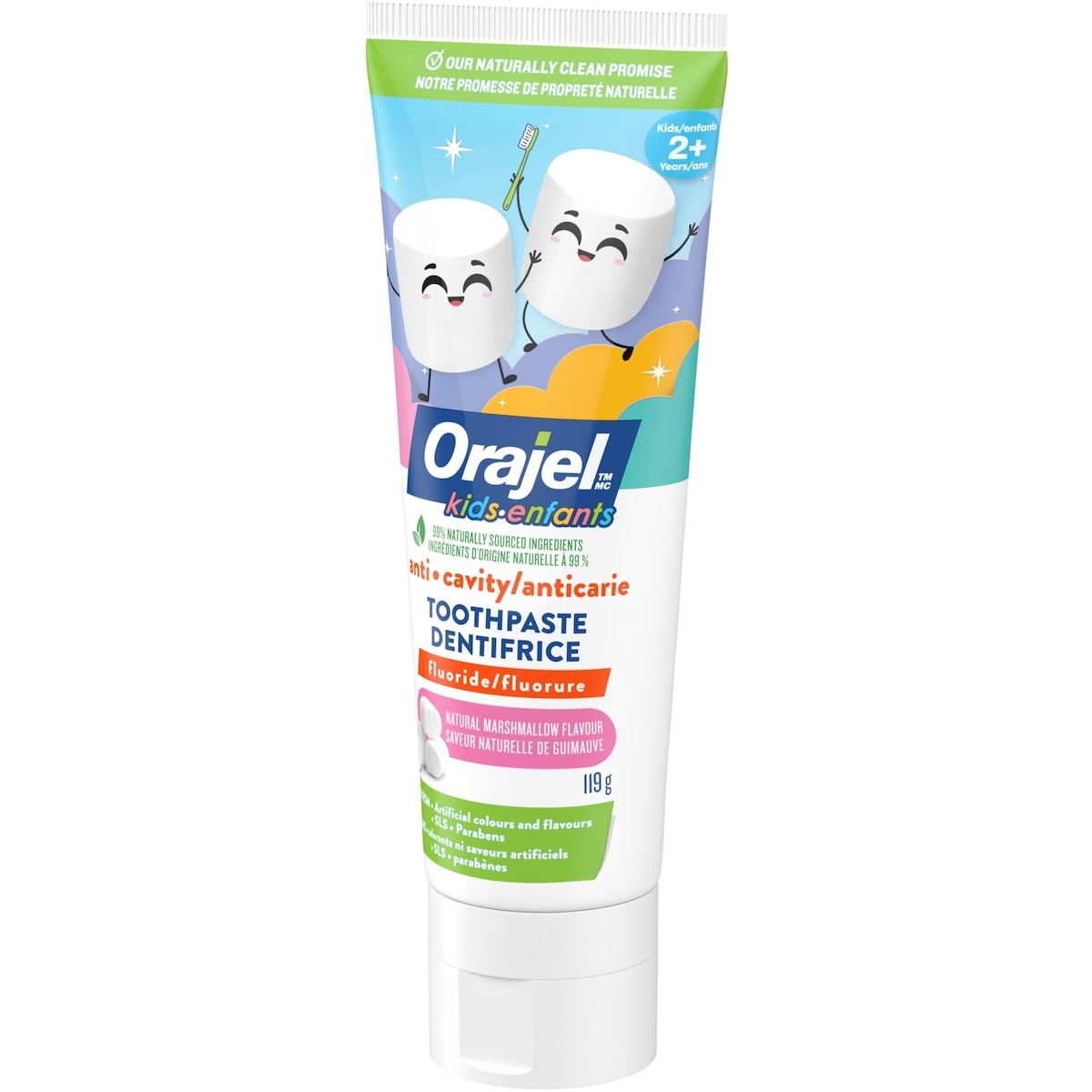 Enfants Dentifrice Fluoré Anticarie, Délicieux Goût Naturel de Guimauve pour Enfants et Tout-Petits