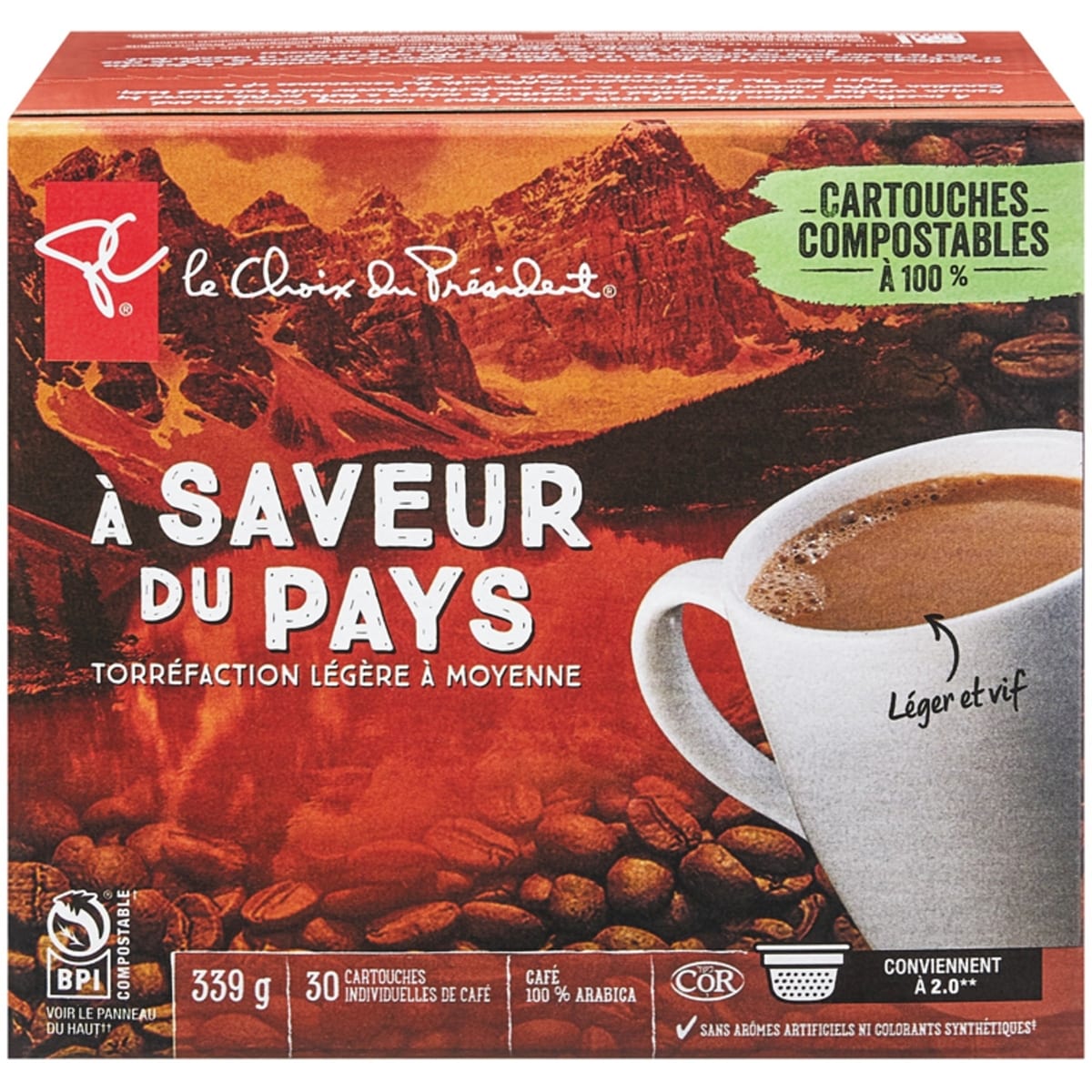 Café torréfaction blonde à moyenne à saveur du pays format club