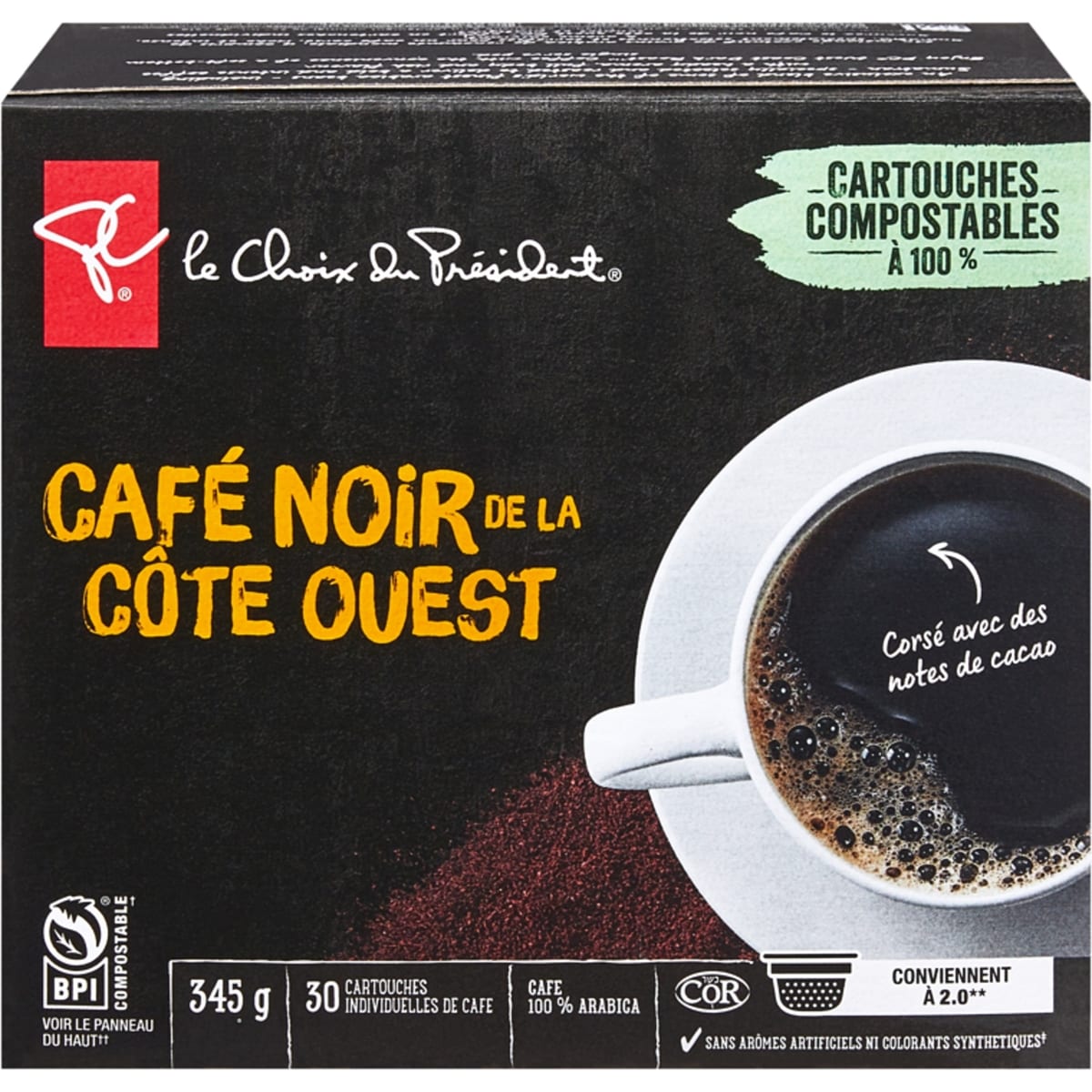 Café café noir de la côte ouest gourmet format club