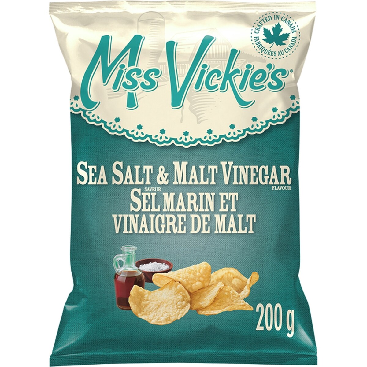 Croustilles cuites Ã  la marmite Saveur Sel marin et vinaigre de malt 200g
