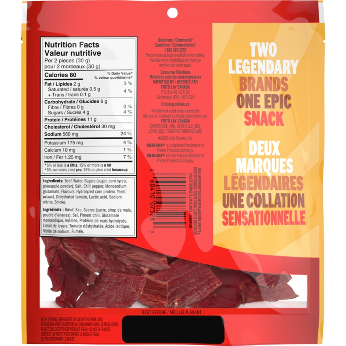 Jerky au bœuf saveur chili et fromage
