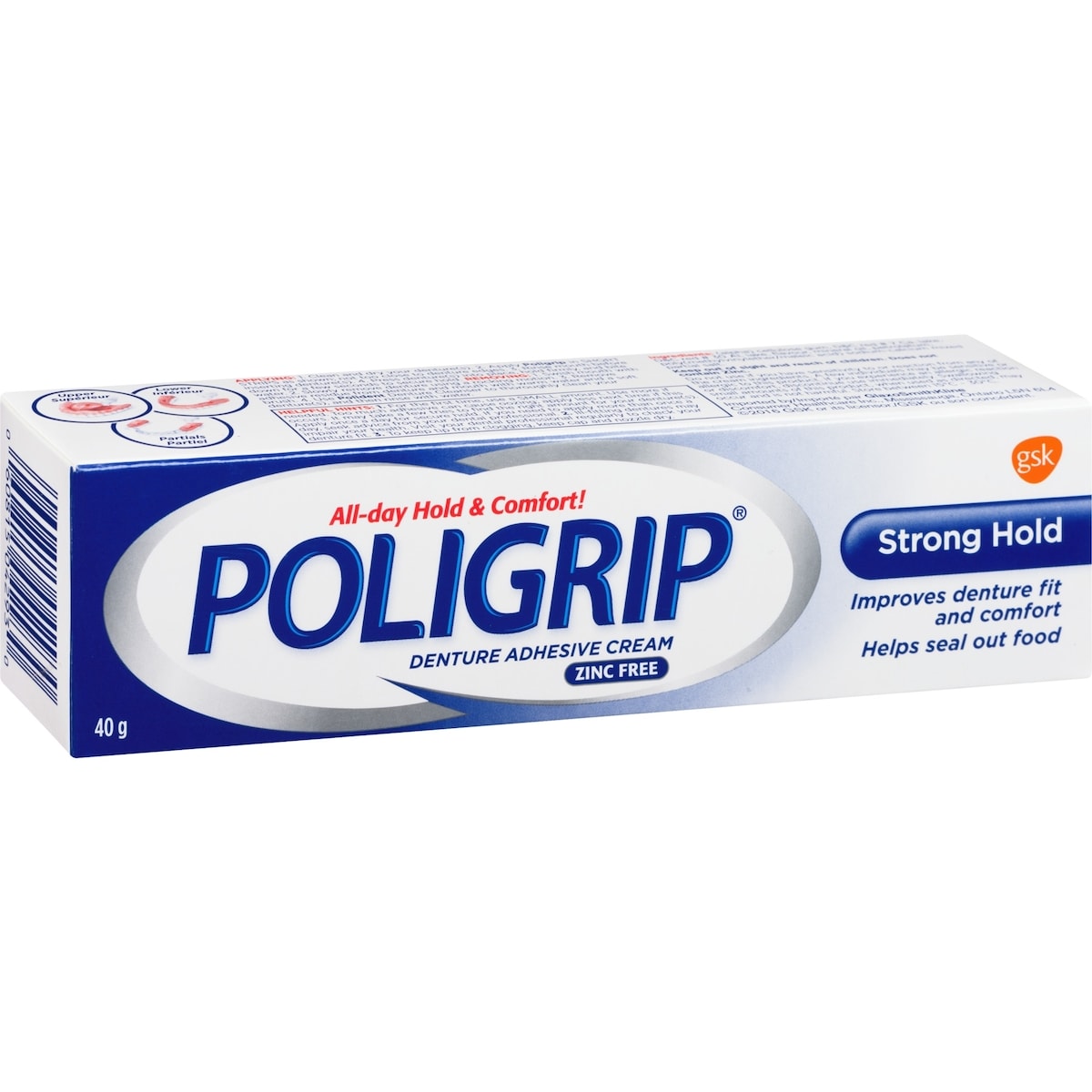 Poligrip Strong Hold Denture Adhesive Cream, 40g