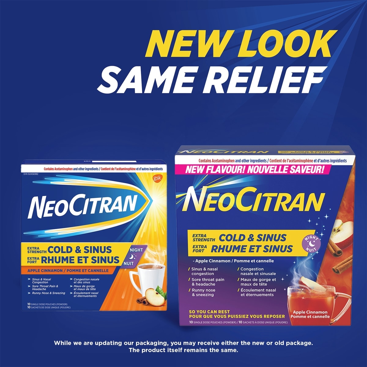 NeoCitran Extra Fort Rhume et sinus Nuit – Pomme et cannelle