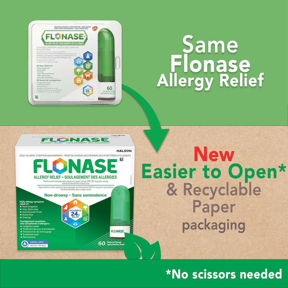 Allergy Nasal Spray, 24-Hour All-In-One Allergy Relief, Non-Drowsy, 60 Sprays