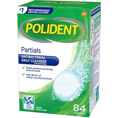 Polident Daily Denture Cleanser for Partials Triple Mint Fresh 84 tablets 2