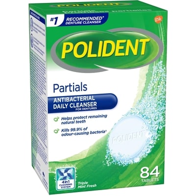 Polident Daily Denture Cleanser for Partials Triple Mint Fresh 84 tablets 3