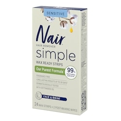 Simple Wax Strips for Face and Bikini, with Cotton Seed Oil for Sensitive Skin,  24 strips + 2 post waxing wipes 3