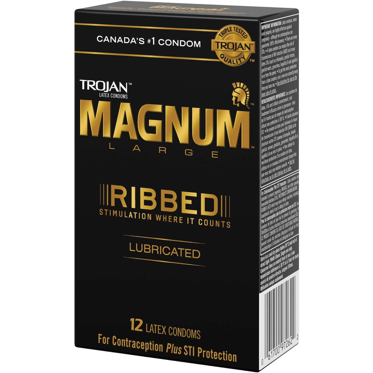 Condoms lubrifiés larges nervurés Magnum