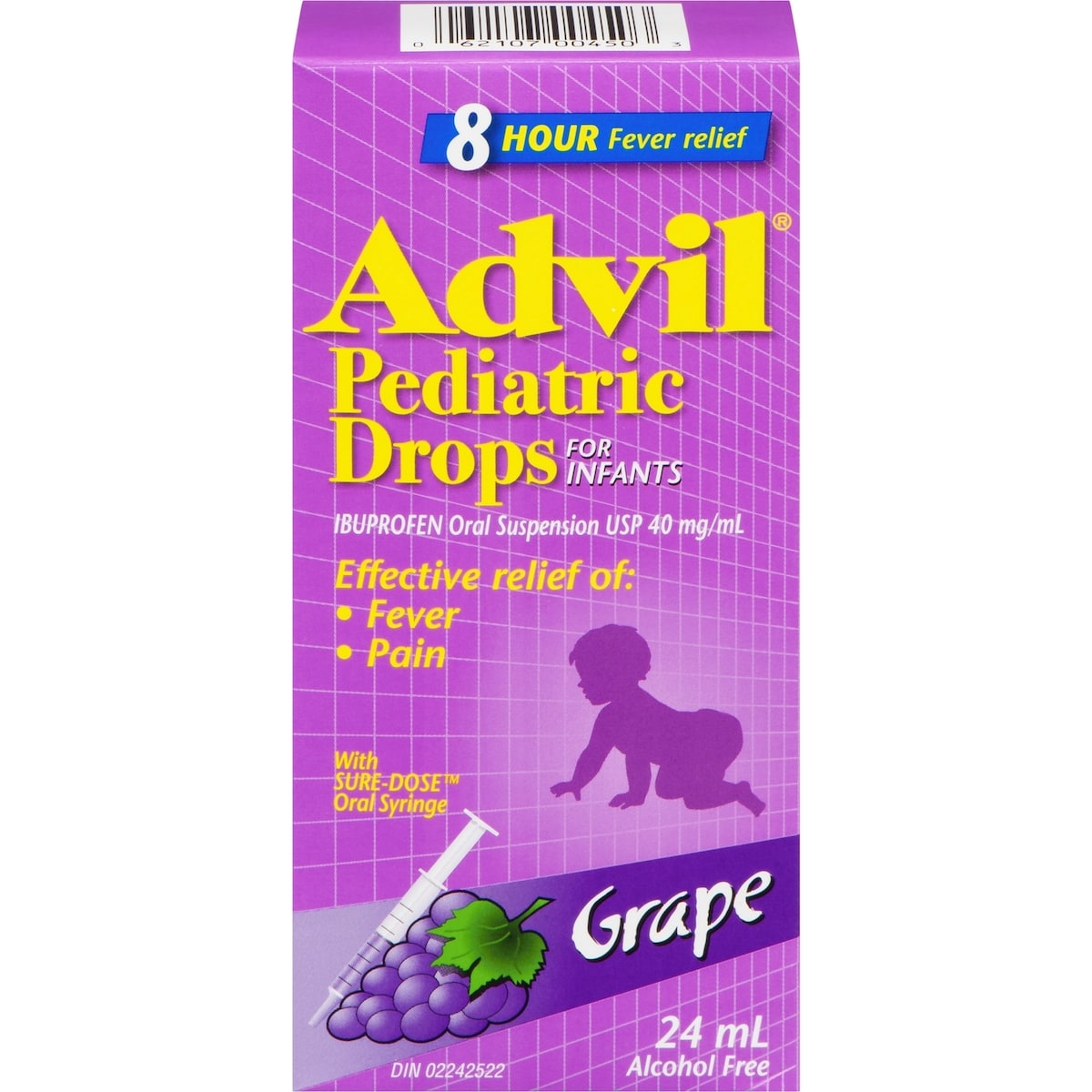 Advil Advil Pediatric Drops for Infants for Fever and Pain Relief, Grape, 24 mL 24 mL