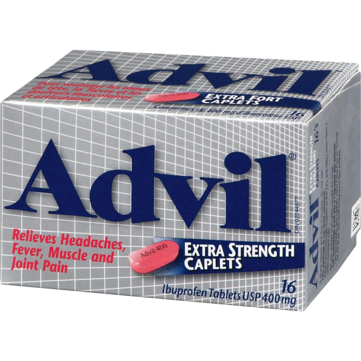 Advil Comprimés de 400 mg d'Ibuprofène USP Extra Fort 16 Caplets