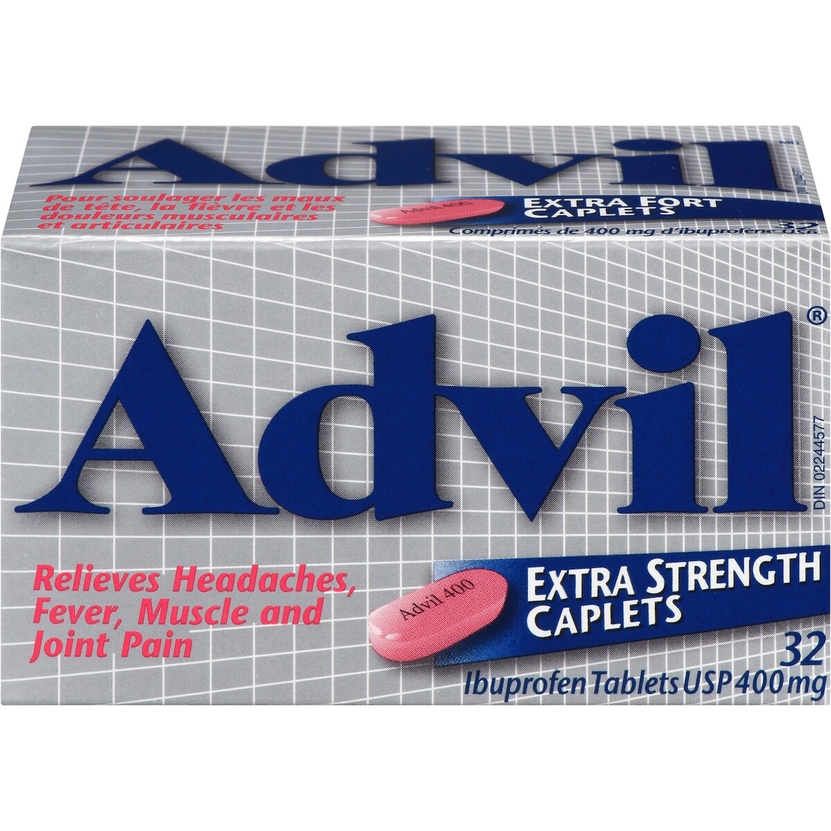 Advil Comprimés de 400 mg d'Ibuprofène USP Extra Fort 32 Caplets