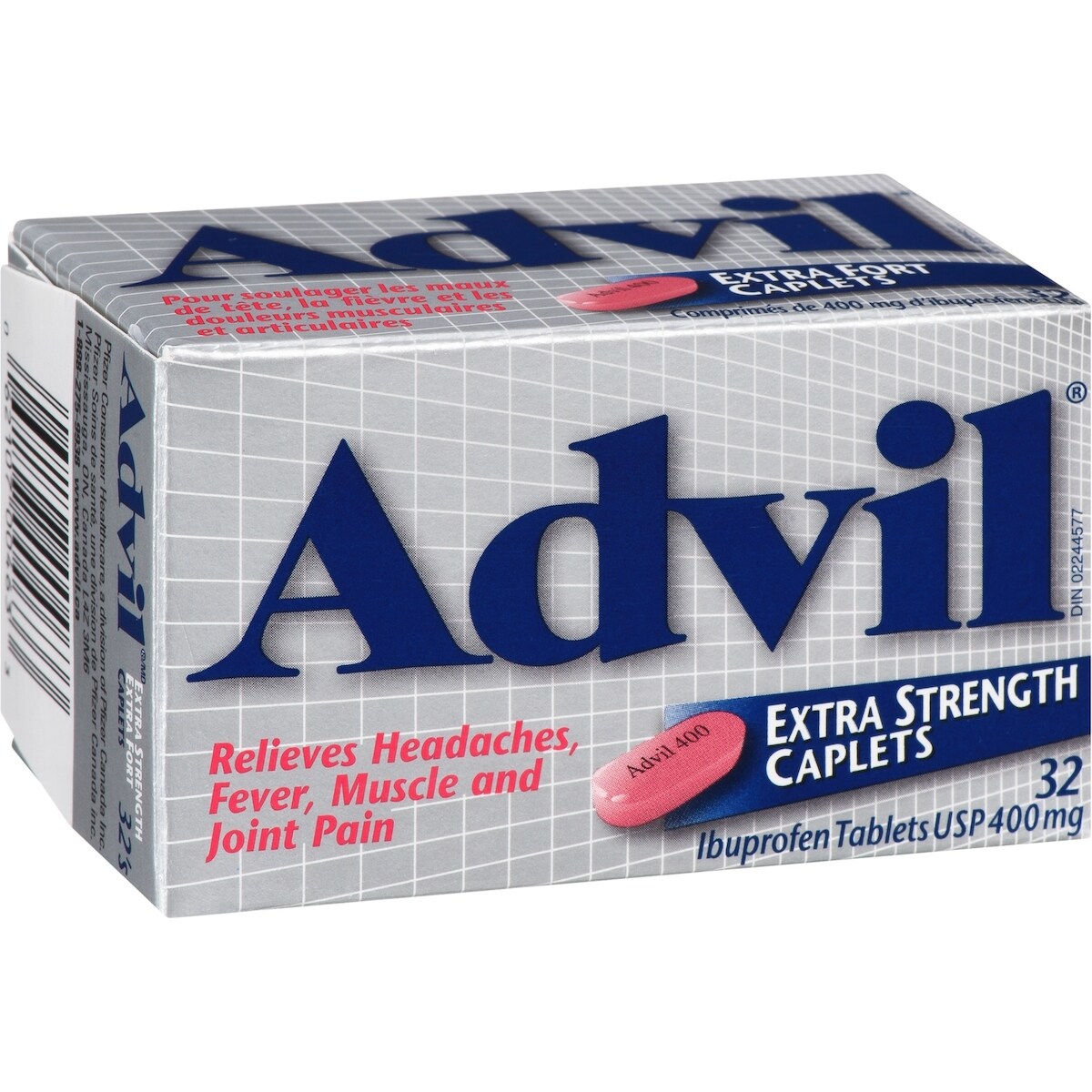 Advil Comprimés de 400 mg d'Ibuprofène USP Extra Fort 32 Caplets