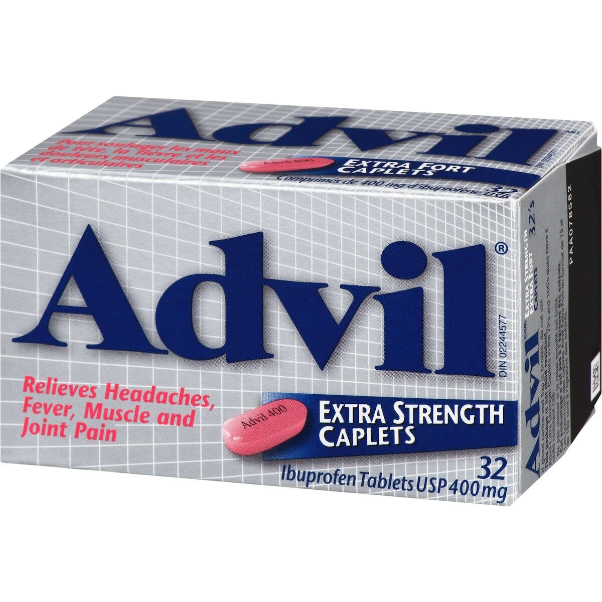 Advil Comprimés de 400 mg d'Ibuprofène USP Extra Fort 32 Caplets