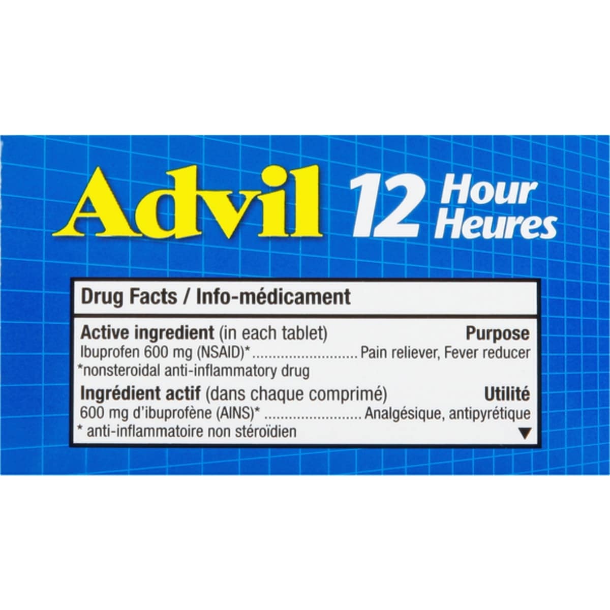 Advil 12 heures, pour un soulagement prolongé de la douleur, 600 mg d’ibuprofène