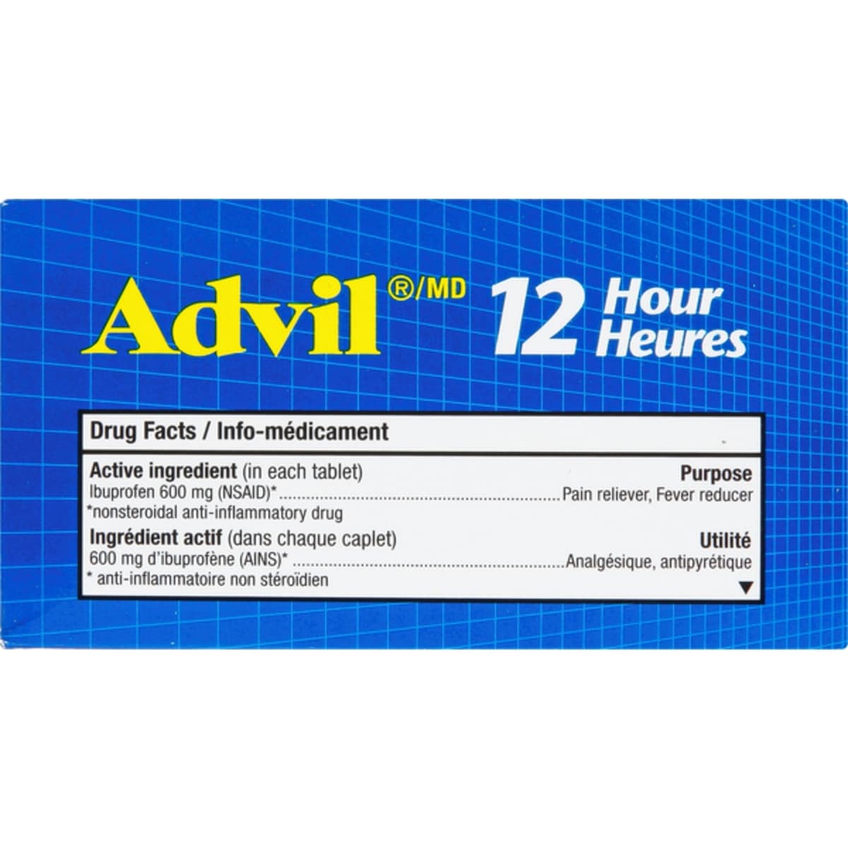 Advil 12 heures, pour un soulagement prolongé de la douleur, 600 mg d’ibuprofène