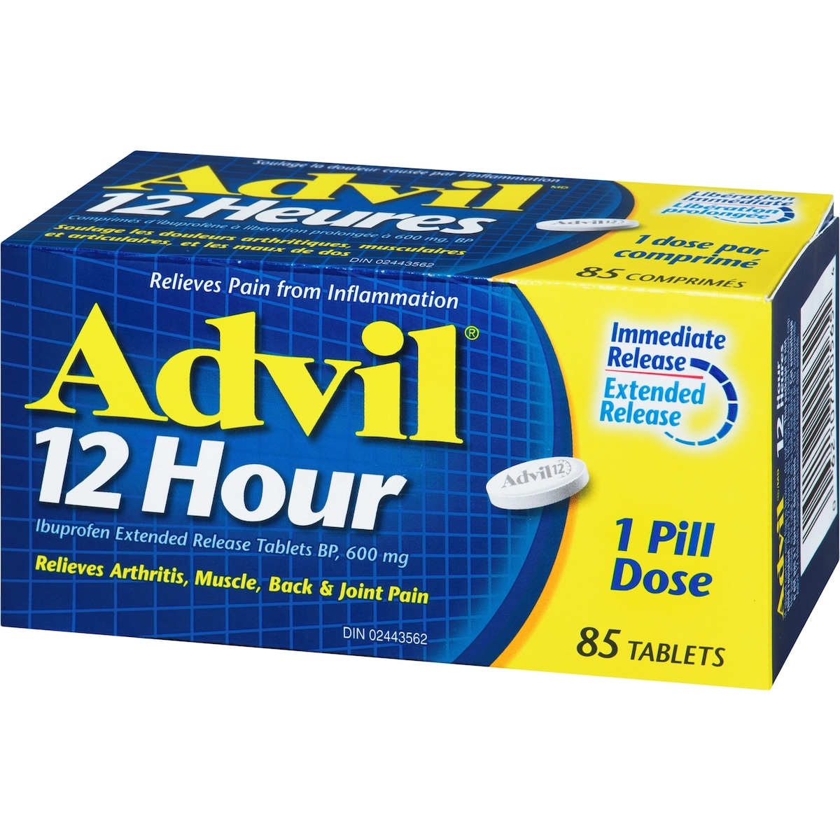 Advil 12 heures, pour un soulagement prolongé de la douleur, 600 mg d’ibuprofène