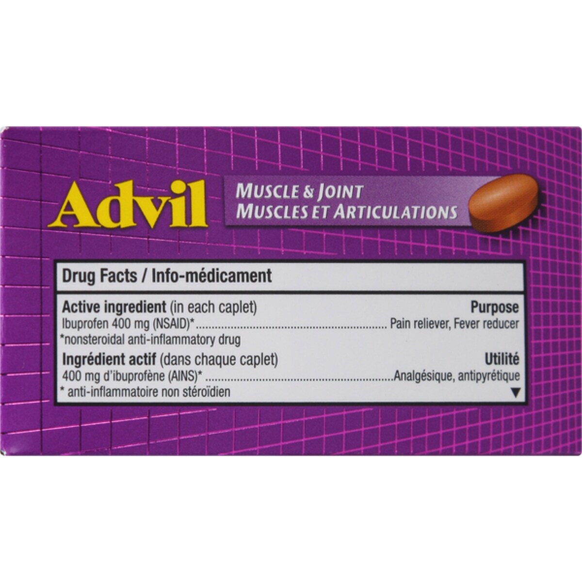Advil Muscles et articulations Extra-fort, pour soulager les douleurs inflammatoires, 400 mg d’ibuprofène, flacon de 72