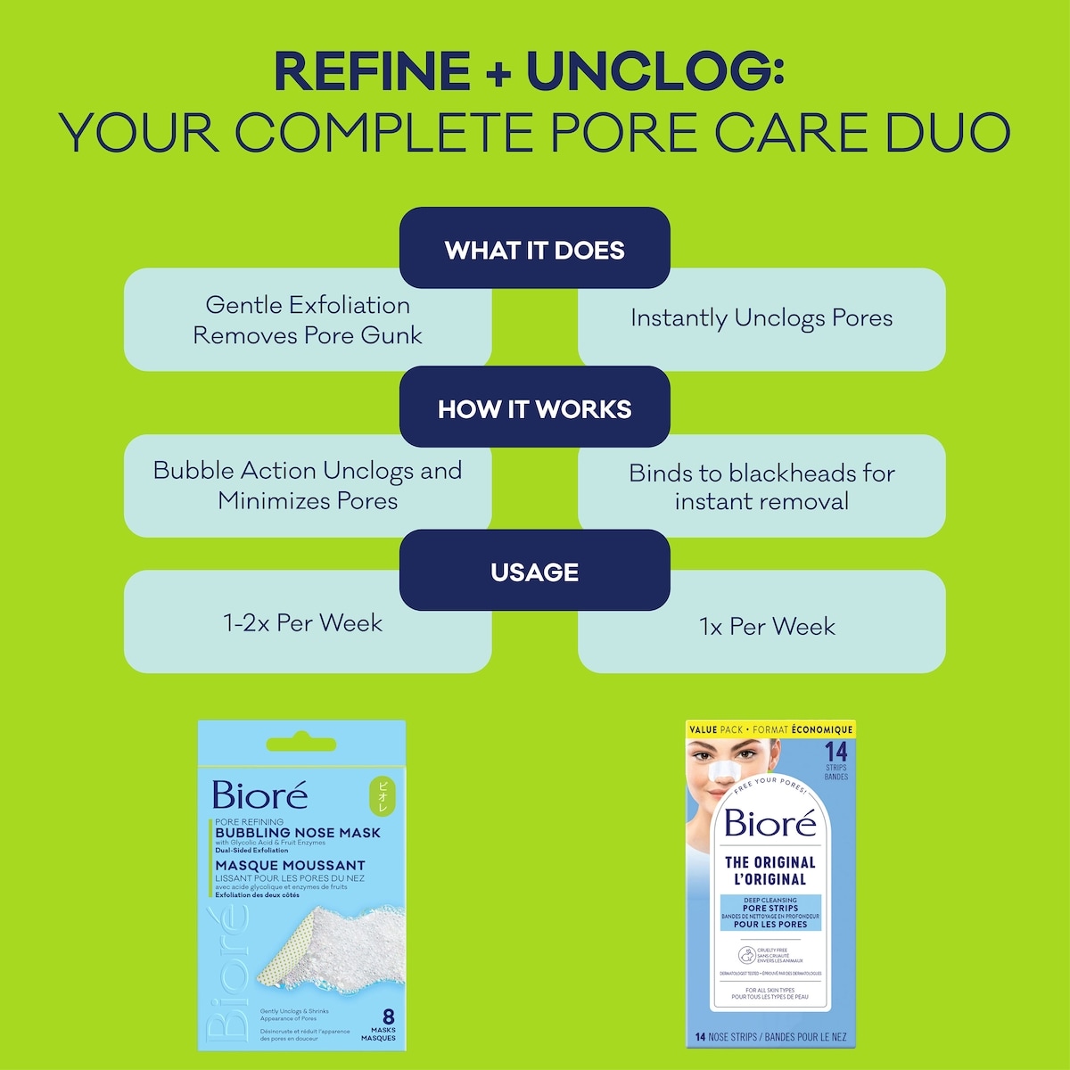 Bioré Pore Refining Bubbling Nose Mask 8ct